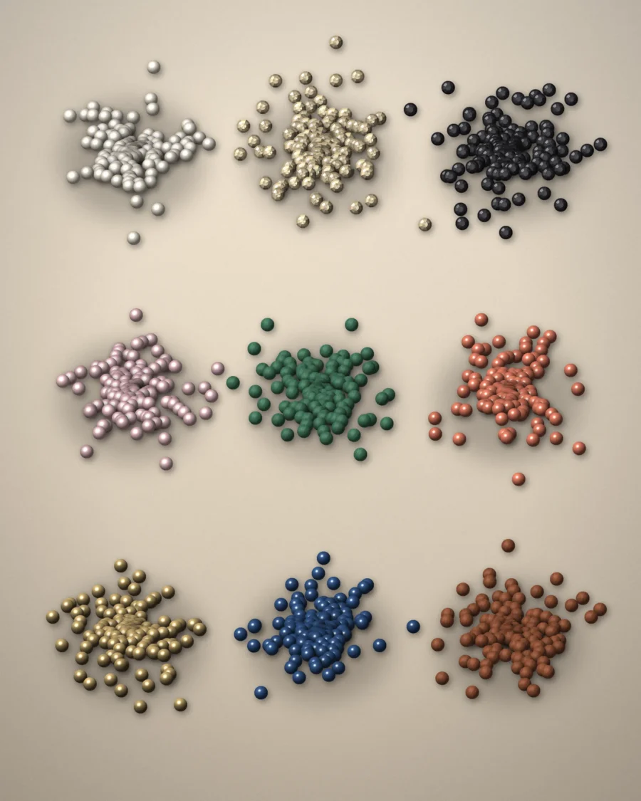 Bead colour palette for a custom-made bag