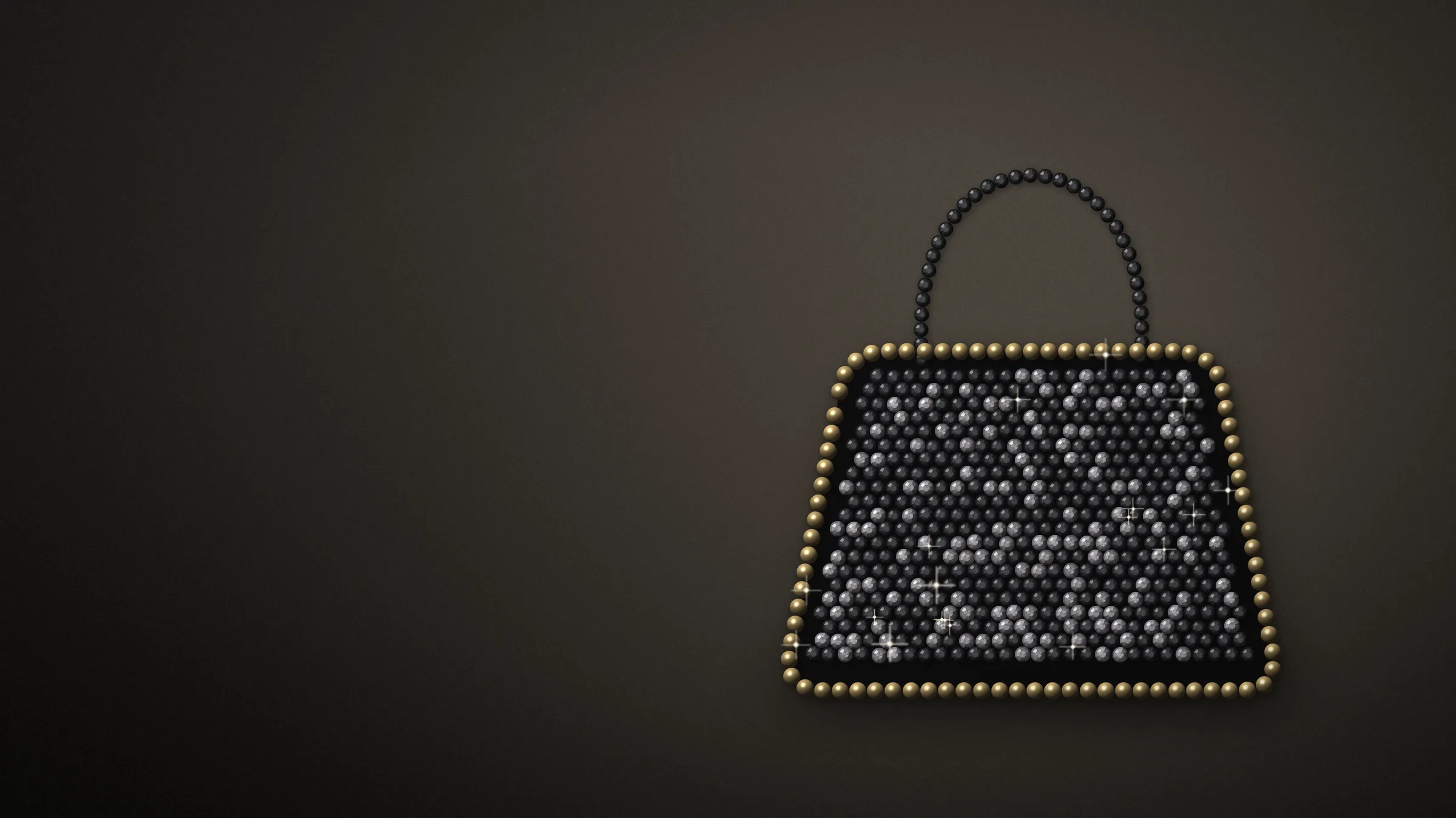Black statement beaded bag with a gold frame