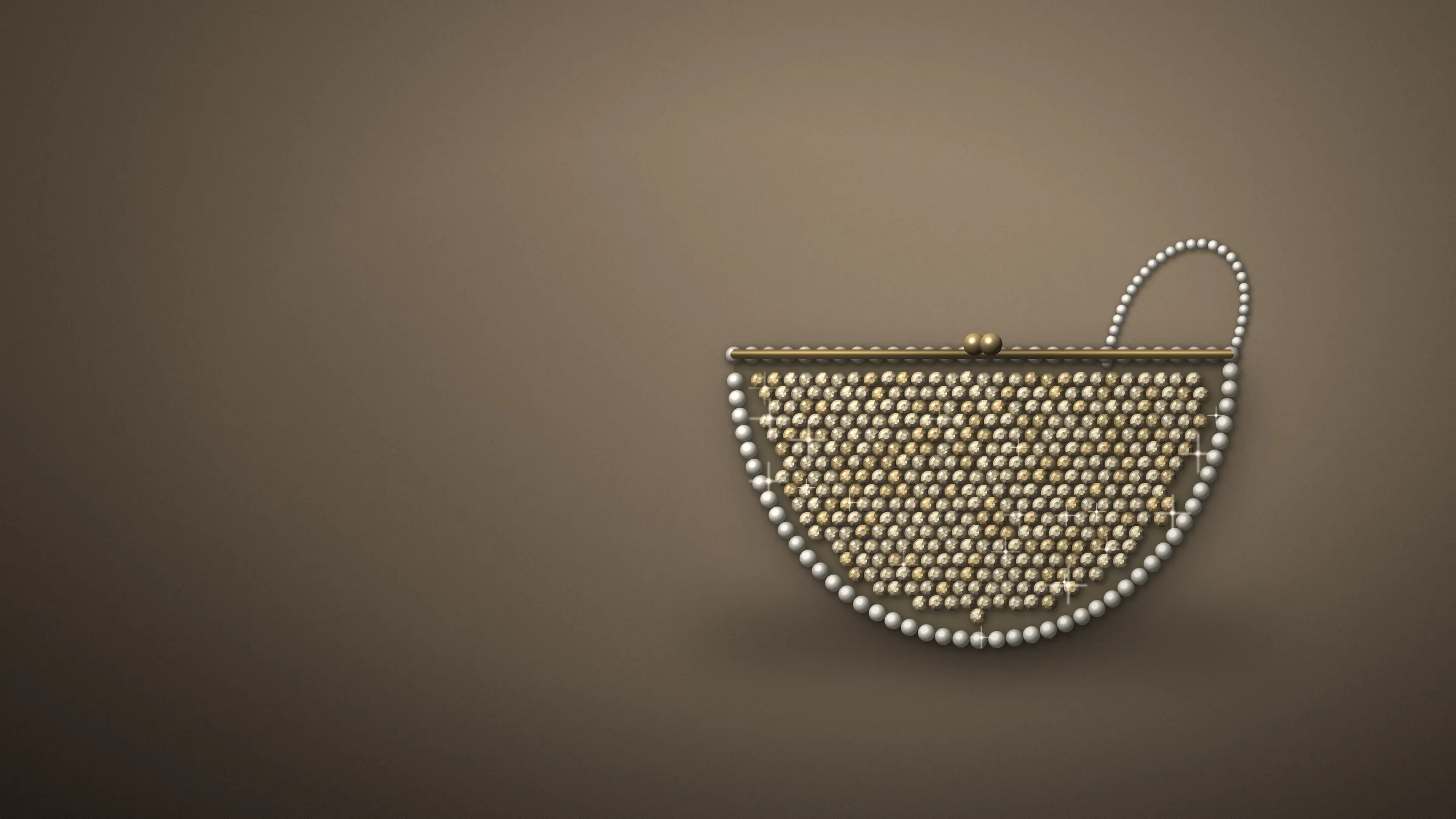 Champagne beaded evening bag in soft light